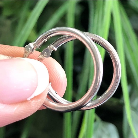 Jewelry - 925 Sterling Silver Hoop Earrings 1” hoops